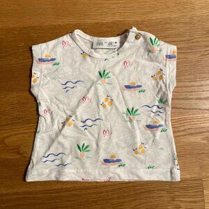 Zara Slub Graphic Tee - Summer Motifs